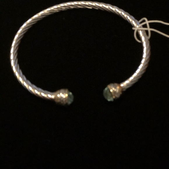 NWT Twisted Silver Bracelet with Turquoise on ends - Picture 2 of 10